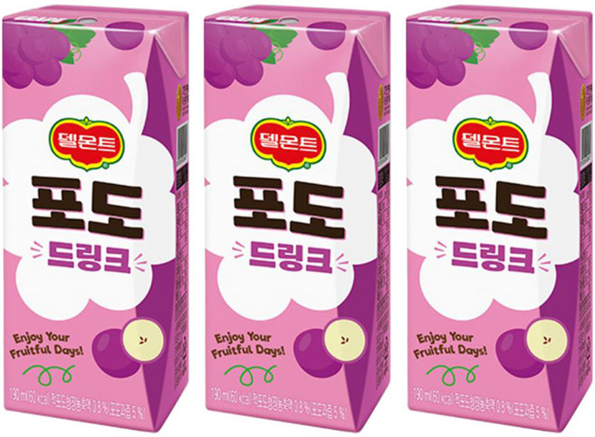 롯데칠성 델몬트 드링크 팩 포도 190ml x12개, 12개