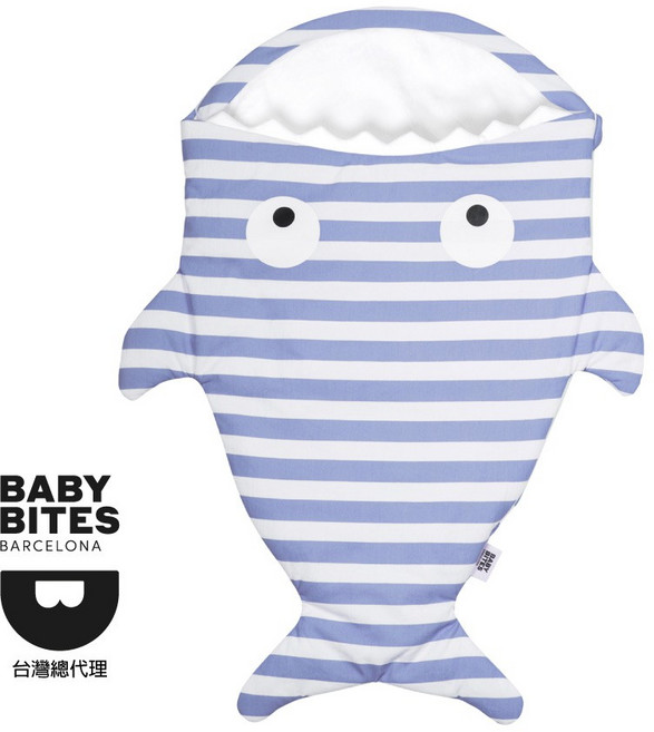 『BabyBites』西班牙鯊魚咬一口 嬰幼兒睡袋-藍條紋