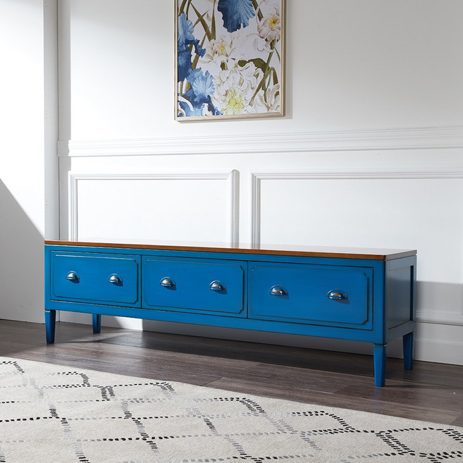 피어젠 리아스 프렌치 엔틱 tv 거실장 코발트블루