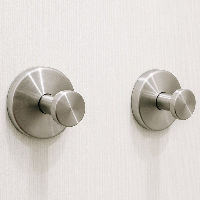 마켓톡톡 무타공 진공회전흡착 스텐 욕실걸이, 2개, 원형 스텐걸이 실버