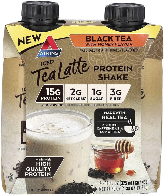 새해 건강을 선물하세요 Atkins Iced Tea Latte Protein 셰이크 꿀 함유 홍차 셰이크 4개 개당 325ml(11fl oz) 특별관리진행, AtkinsIcedTeaLatteProtein셰이크꿀함, 325ml - 쿠팡
