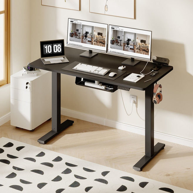 FlexiSpot 전동 모션데스크 EF1H 높낮이조절책상 높이735~1180mm A/S 5년 올바른 자세 스탠딩 데스크 컴퓨터책상 학생책상, 1000블랙