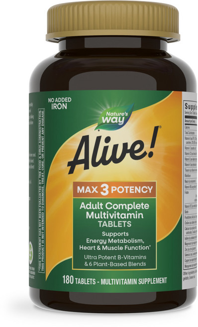 Nature's Way 얼라이브! 맥스 3 데일리 멀티-비타민 타블렛, 180정, 1개