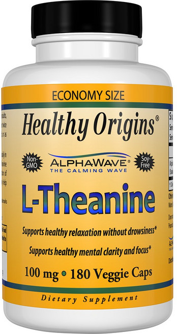 Healthy Origins L-茶氨酸無糖無麩質素食膠囊 100mg, 180顆, 1個