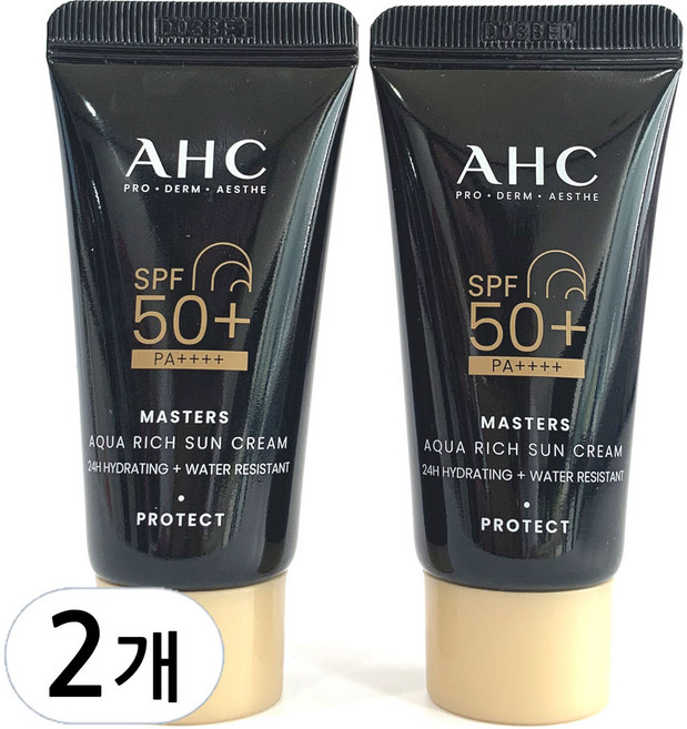 AHC 마스터즈 아쿠아 리치 선 크림[SPF+ PA++++ 미백 주름개선], 10ml, 2개