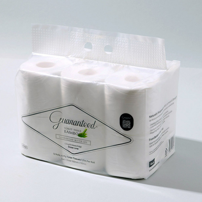 바스틀리 대나무 스노우 토일렛 4겹 먼지없는 친환경 휴지 고급 화장지 뱀부 물에잘녹는 두루마리, 1개, 12롤, 21m