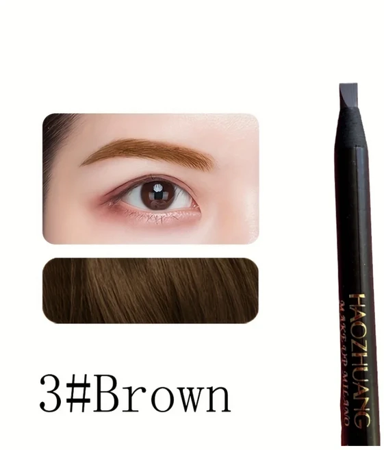 HAOZHUANG 풀 눈썹 연필 블랙 가죽 메이크업 와일드 라인 눈썹 연필 하드 코어 플랫 헤드 펜 화이트, 06 03 Brown
