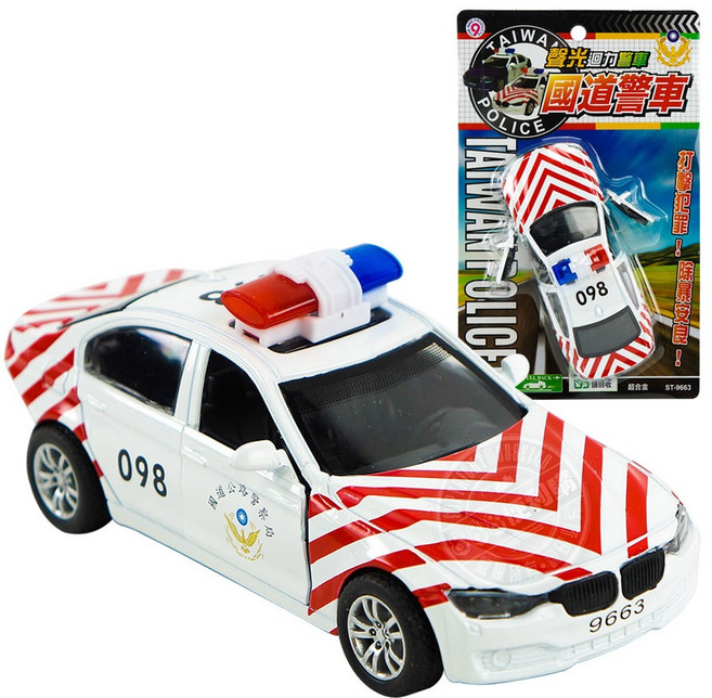 聲光迴力警車 國道警車模型, 1個, 白色