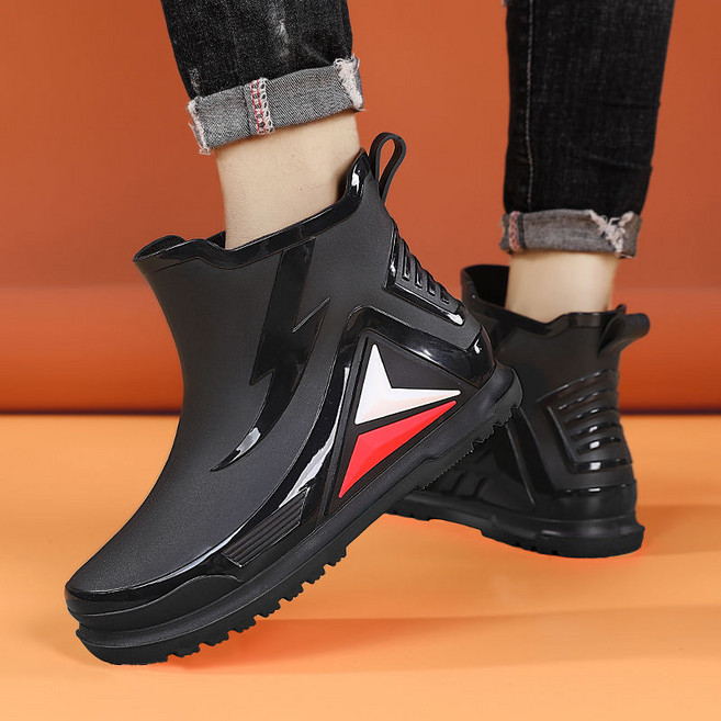 TIMEPURE 트렌디 레인부츠 남성용 세차 배달 주방 작업용 낚시 방수 미끄럼 방지 워터슈즈 작업화 고무신발