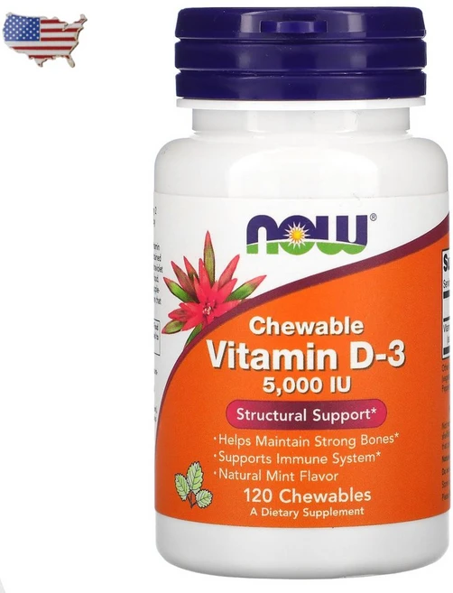 나우푸드 츄어블 비타민D 3 민트 5000IU 츄어블 120정, 180정, 1개 - 쿠팡