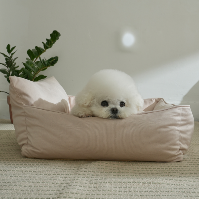 홀릭하임 푹신한 강아지 방석 커버 분리 세탁 방석 D02, 1개, 베이지