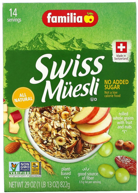 Familia 스위스 뮤즐리 첨가된 당류 없음 822g(29oz) 1팩, One Size, 1개