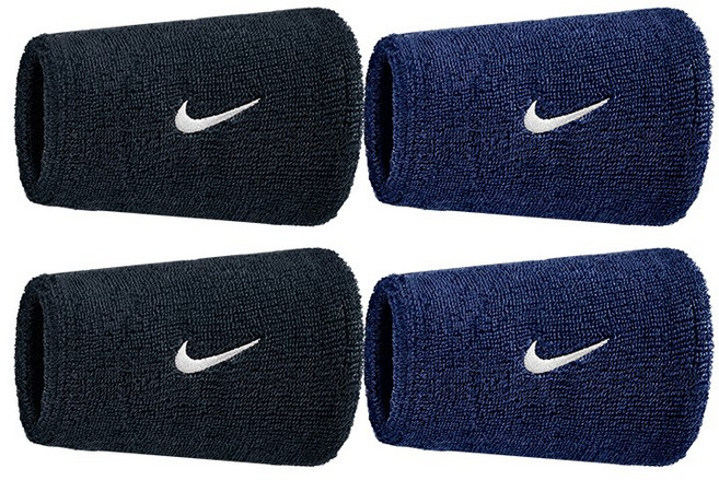 나이키 스우시 더블와이드 손목밴드, 4개, 블랙+네이비