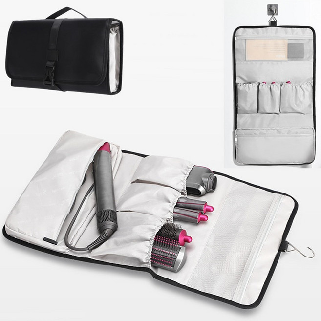 BUBM 여행용 드라이기 고데기 수납 파우치 휴대용 보관 가방, 블랙