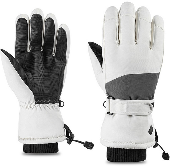 laderive스키장갑 방수 미끄럼 방지 스마트터치 겨울 방한 스키보드장갑, 흰색, 1개