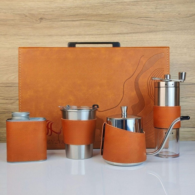 고급 핸드드립 홈카페 선물용 커피 세트, 1개, 선물세트 뚜껑 80g 커피컵 빨대 뚜껑 로고