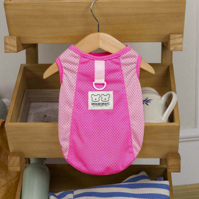 유미펫 반려동물 여름 메쉬 쿨 민소매, 1개, 핑크