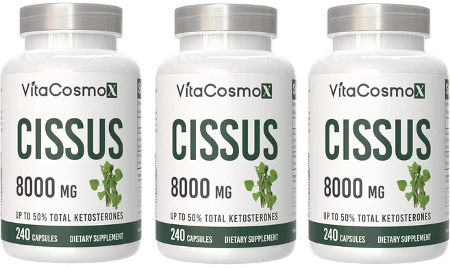 미국 비타코스모 VitaCosmoX 프리미엄 시서스 시서스캡슐 가루 분말 케토스테론 50% Cissus 고함량 고농축 8000mg, 3개, 240정 - 쿠팡