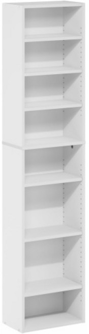 퓨리노 인도 DVD 선반 8단 CD 랙 조절 가능한 선반이 있는 미디어 블루레이 게임 디스크용 보관 캐비닛 이지 어셈블리 거실 홈 오피스 화이트