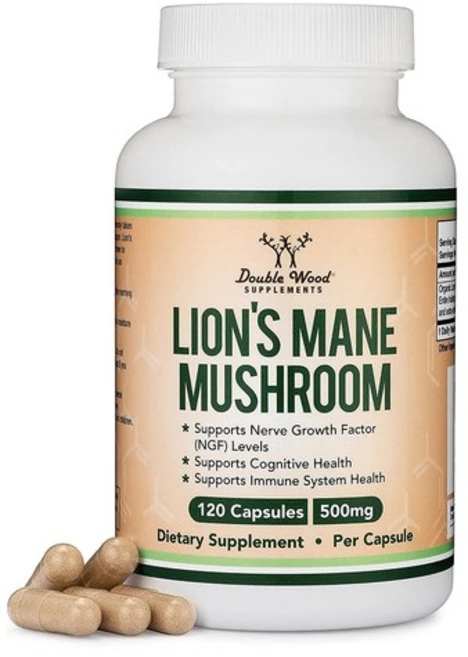 [해외] [Double Wood Lions Mane Mushroom] 더블우드 사자 갈기 버섯 120캡슐, 1개, 120정 - 쿠팡