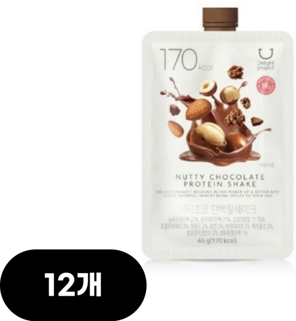 딜라이트 프로젝트 너티초코 단백질쉐이크, 12개