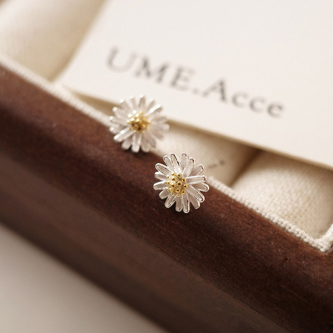 UME S925純銀 立體小雛菊耳環 花朵造型耳飾