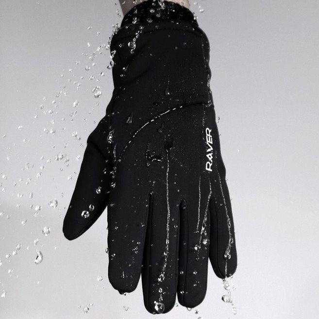 RAVER R9 방한 스마트 터치 패딩 기모 장갑, 블랙, 1개