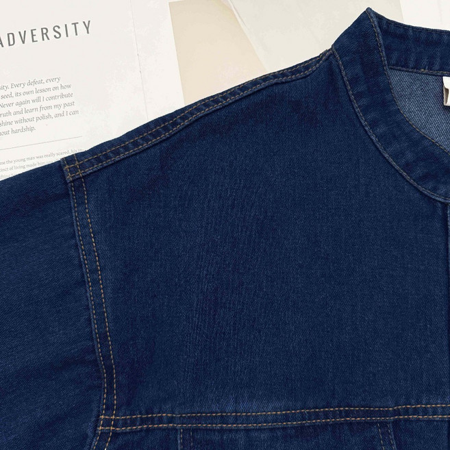 排釦雙口袋長袖牛仔外套 夾克 丹寧外套 女外套 小外套 上衣女 夾克外套 美式外套