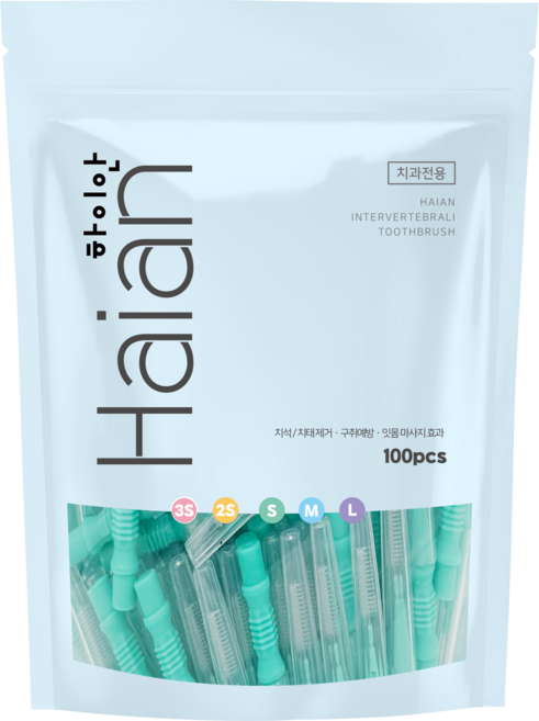 하이안 치간칫솔 I형 S 그린, 1개, 100개입, 1mm