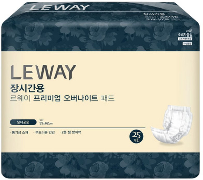 르웨이 속기저귀 오버나이트 25매x4팩 (100매) 라운드 야간용 프리미엄 라운드형 오버나이트, 25개입, 4박스