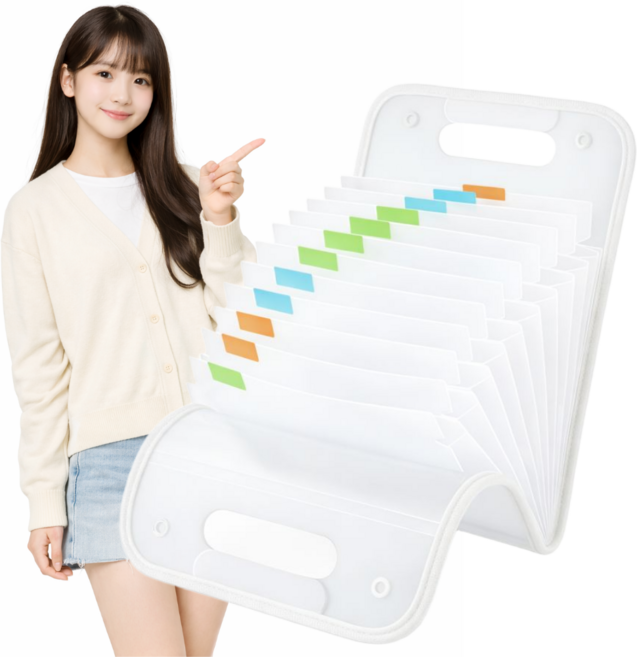 아코디언 파일 가방, 화이트, 1개