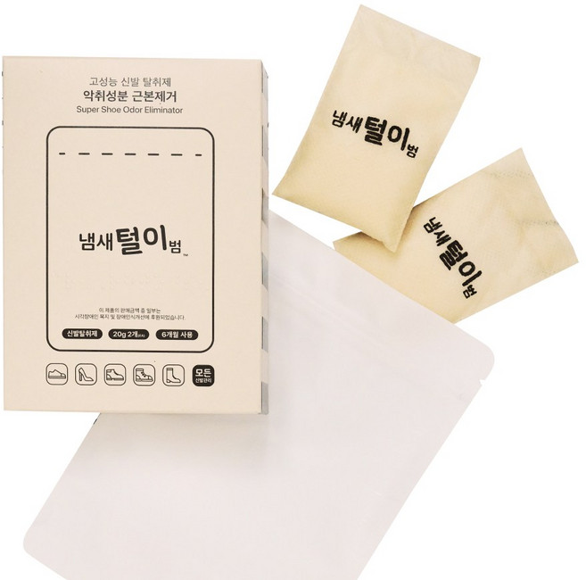 냄새털이범 초강력 신발 탈취 운동화 구두 군인 군화 냄새 제거, 1세트, 40g