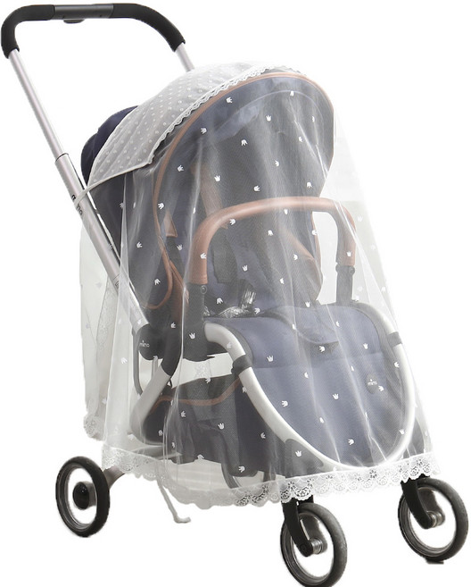 맘네스트 유모차 트라이크 레이스 가리개 여름 자수 망사 덮개 벌레차단 간편 모기장 커버, 크라운, 1개, 크라운