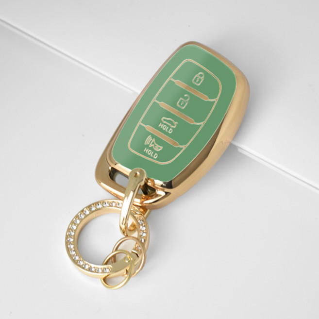 더뉴 아반떼 AD 2015~20 키케이스 4버튼 골드라인 키홀더 H2-R, 파스텔그린