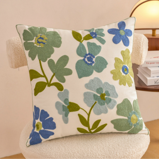 서플라이랩 핸드메이드 꽃자수 쇼파쿠션 국산솜 포함, 옵션10. 푸른들꽃