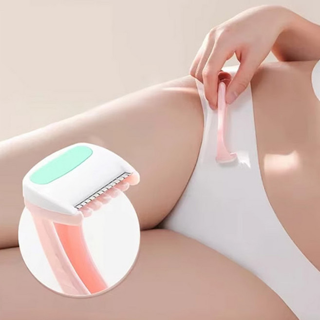 제모기 여성용 바디면도기 휴대용 여행용 일회용 안전날 눈썹칼 미니 실리콘핸들, 상세페이지 참조, 여성용 면도기 핑크
