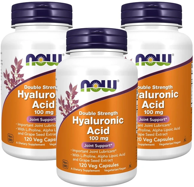 나우푸드 히알루로닉 애시드 더블 스트렝스 100mg 베지 캡슐, 120정, 3개 - 쿠팡