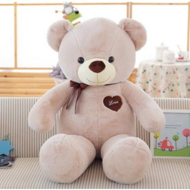 MAKABORO 대형 곰돌이 테디 인형 초대형 수면 곰인헝 안고자는 봉제인형 생일선물 여친선물, 1개, 카키색, 80cm