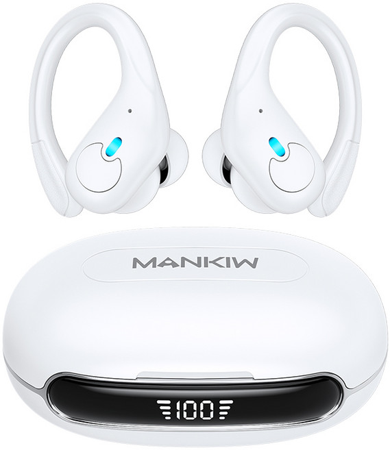 Mankiw맨큐 귀걸이형 무선 블루투스 이어폰 버튼식 X30, 화이트