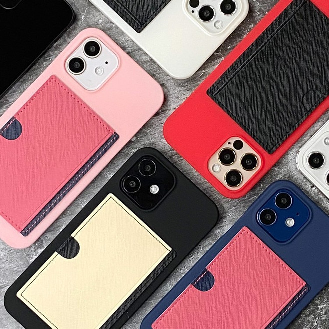 앤폴리 가죽 접착식 파스텔 파우치 접착식 카드 케이스