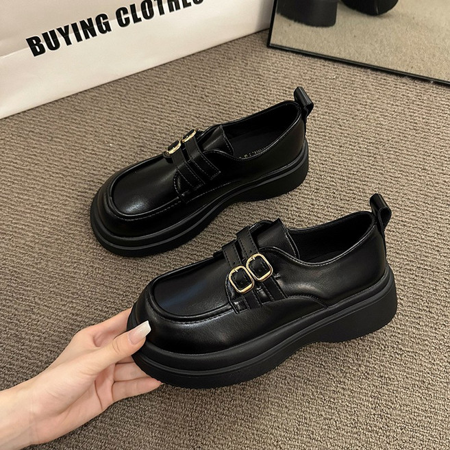 여성 심플 발편한 통굽 로퍼 키높이 메리제인 청키 단화H126