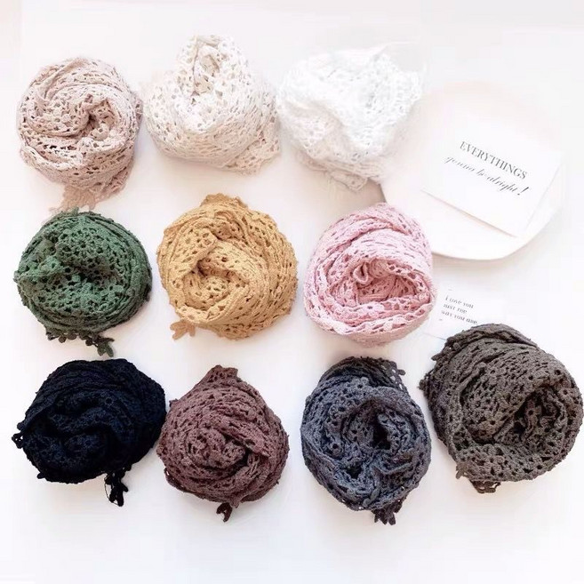 뜨게 삼각 꽃모양 두건 어깨숄 레이스 스카프