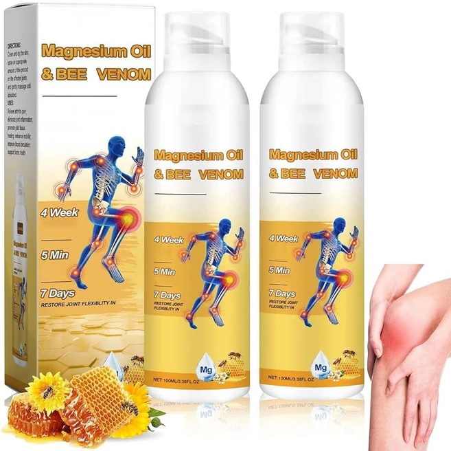 마그네슘 오일 꿀벌 베놈 조인트 스프레이 전문 오일 99.8g(3.5온스) 벌독 및 뼈 등 무릎 손 목용 2개 206300, 마그네슘 오일 꿀벌 베놈 조인트 스프레이, 전문 마그네 - 쿠팡