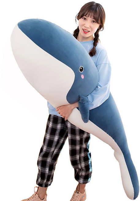 LY7SM 대형 고래 인형 바디플로우 모찌인형 성인애착 인형 쿠션 긴배게 AA0014, 블루