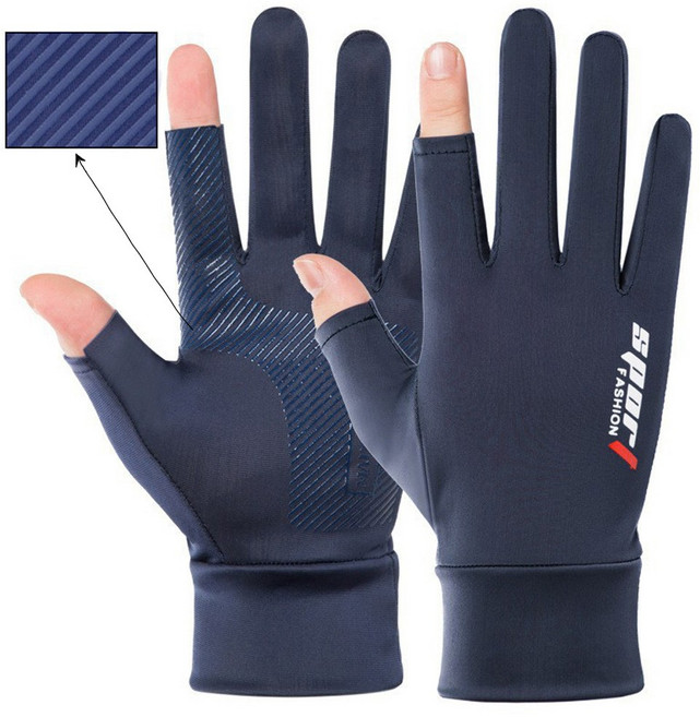 그립 여름 논슬립 핑거오픈 쿨 장갑, 투핑거-네이비, 1개