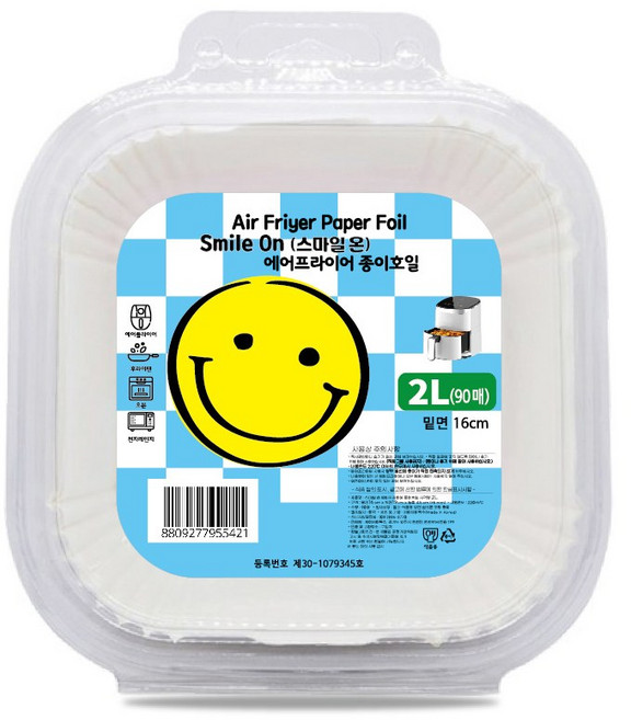 (BL)스마일온(Smile On) 에어프라이어 종이호일 사각형 90P, 1개, 16cm