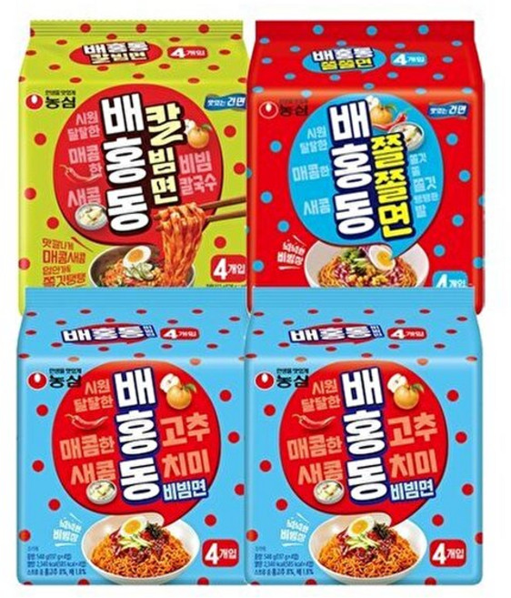 농심() 배홍동 비빔면 8입 + 쫄쫄면 4입 칼빔면 4입(총16봉), 16개