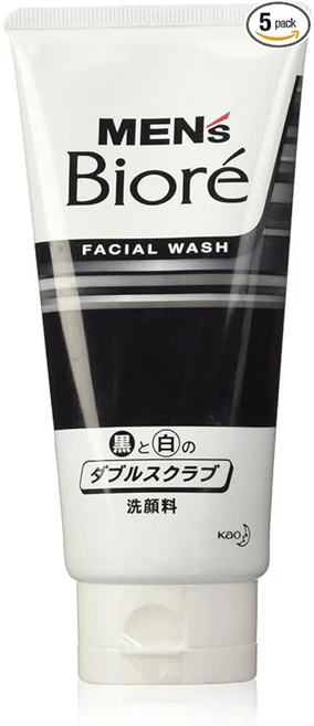 카오 맨스 비오레 더블 스크럽 세안 130g 5개 세트 Kao Mens Biore - 쿠팡