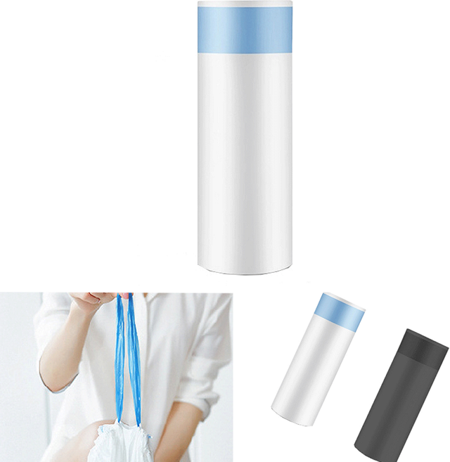 손잡이 끈달린 비닐봉투 휴지통 분리수거 리필봉지 일회용 롤타입 쓰레기봉투, 흰색