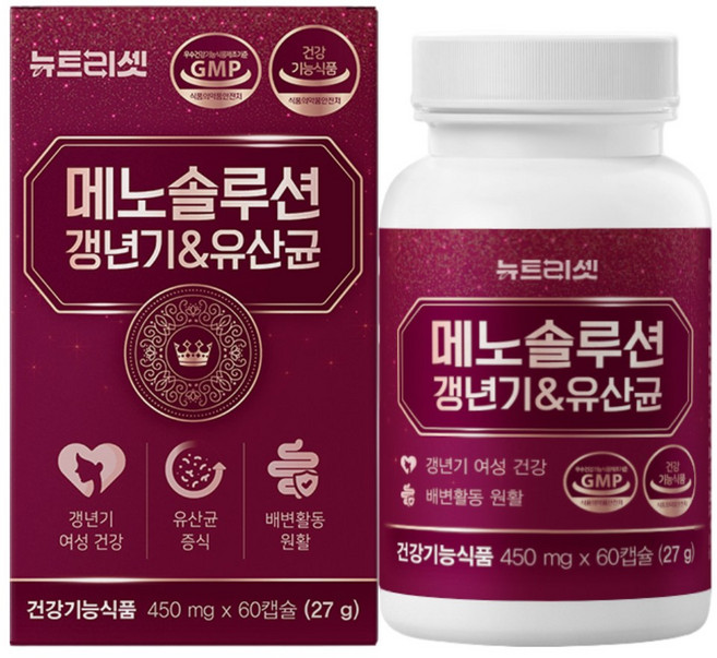 여성 갱년기 엔 유산균 식약청인증 메노솔루션 뉴트리셋, 1개, 60정